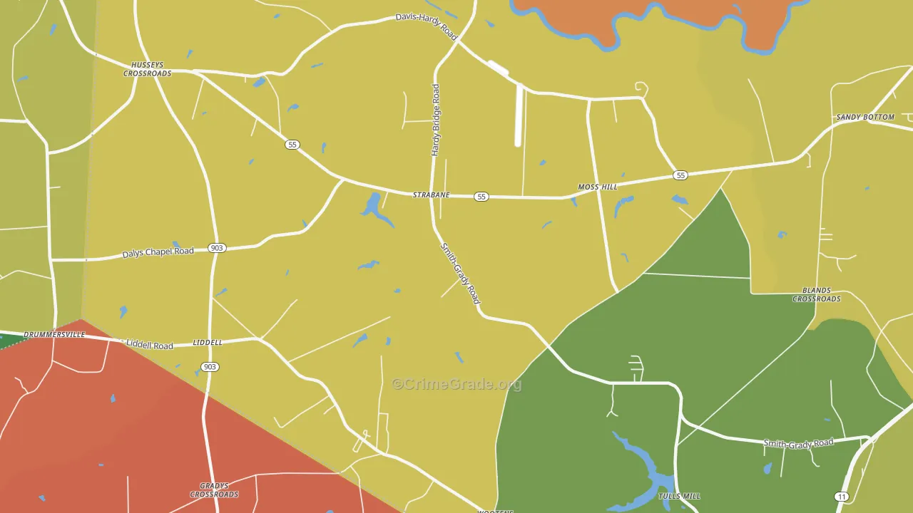 Liddell, NC Map of Drug-Related Crime Rates