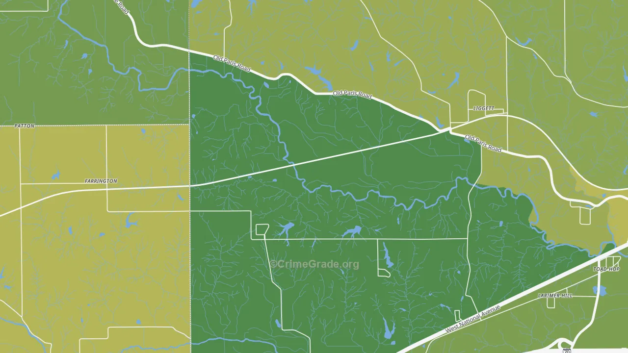 Liggett, IN Map of Drug-Related Crime Rates