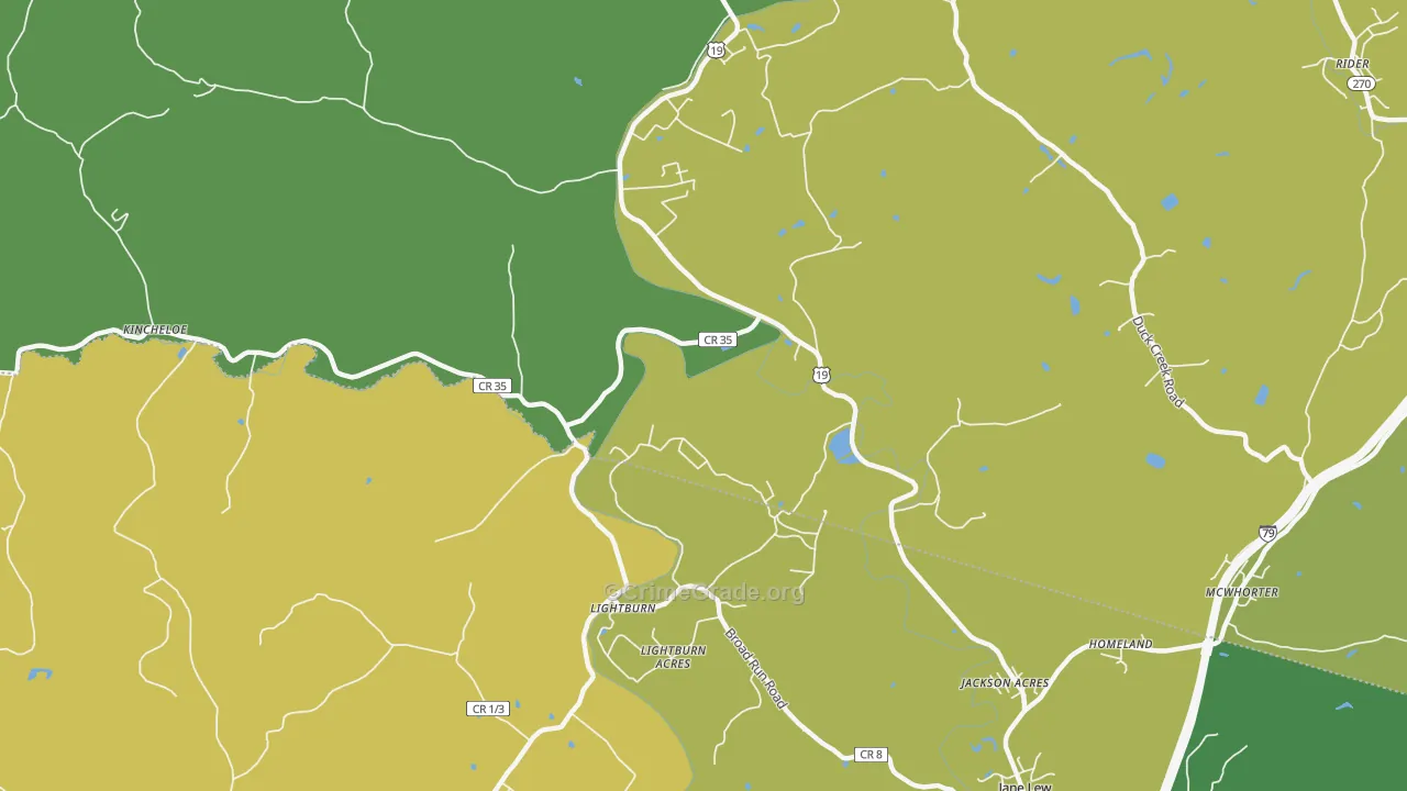 Lightburn, WV Map of Drug-Related Crime Rates