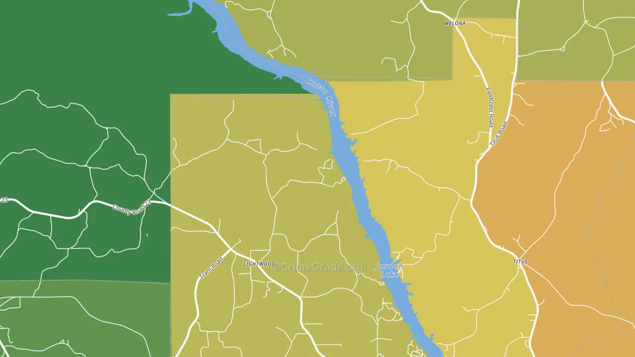 Lightwood, AL Map of Drug-Related Crime Rates