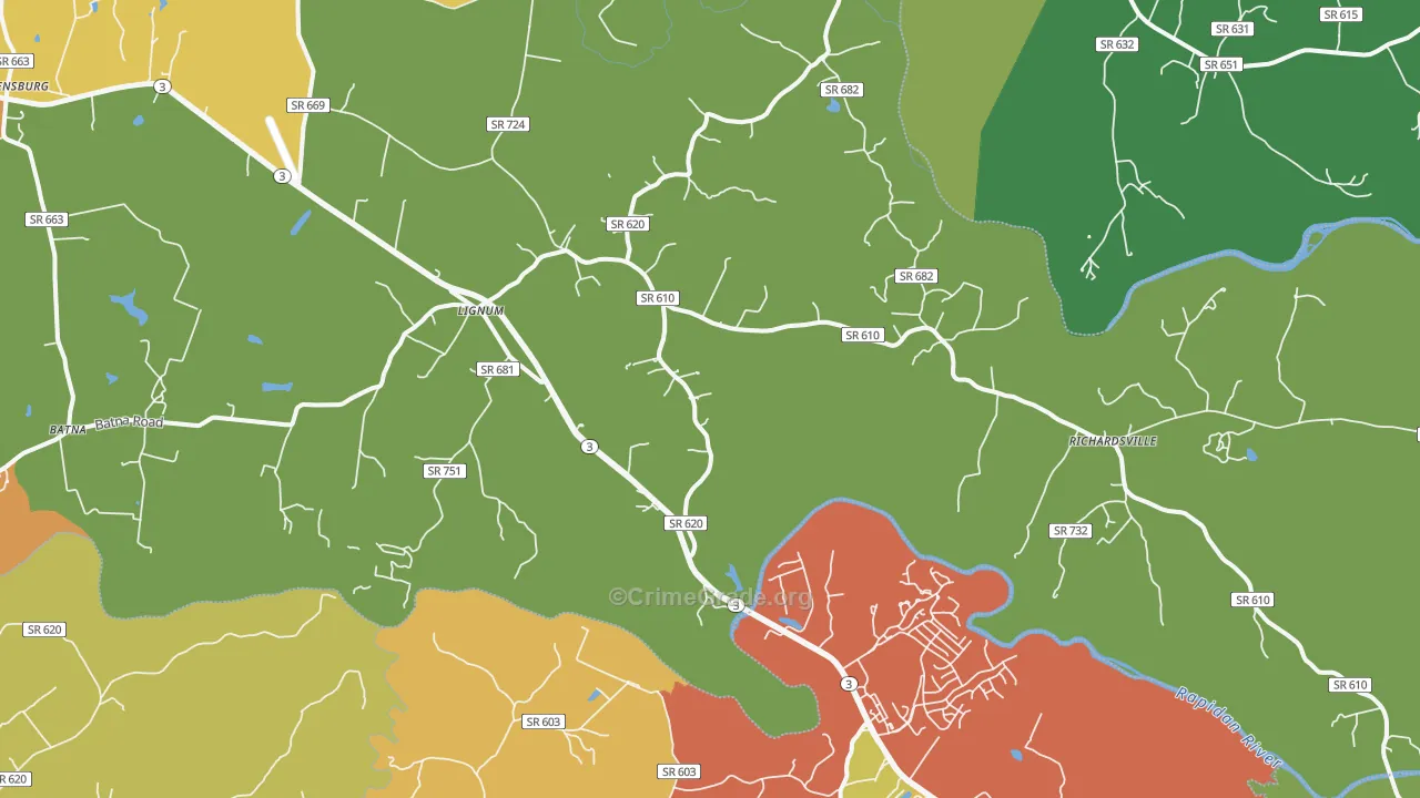 Lignum, VA Map of Drug-Related Crime Rates
