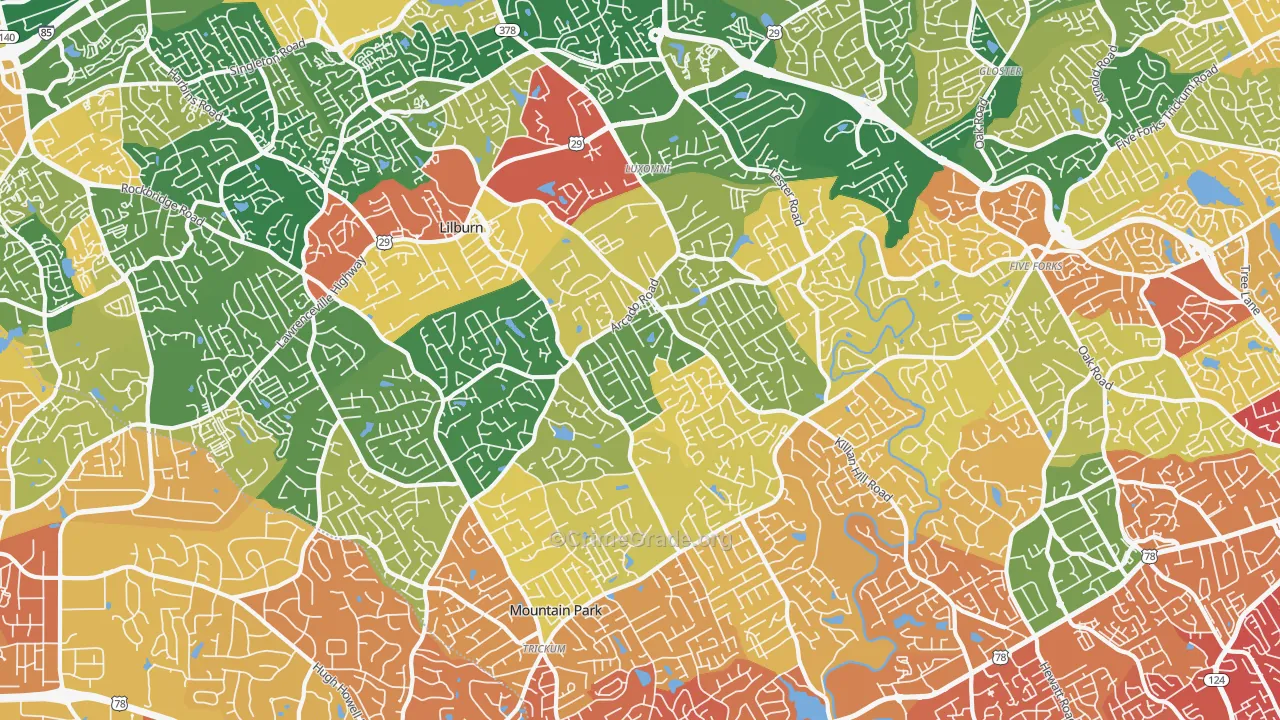Lilburn, GA Map of Drug-Related Crime Rates