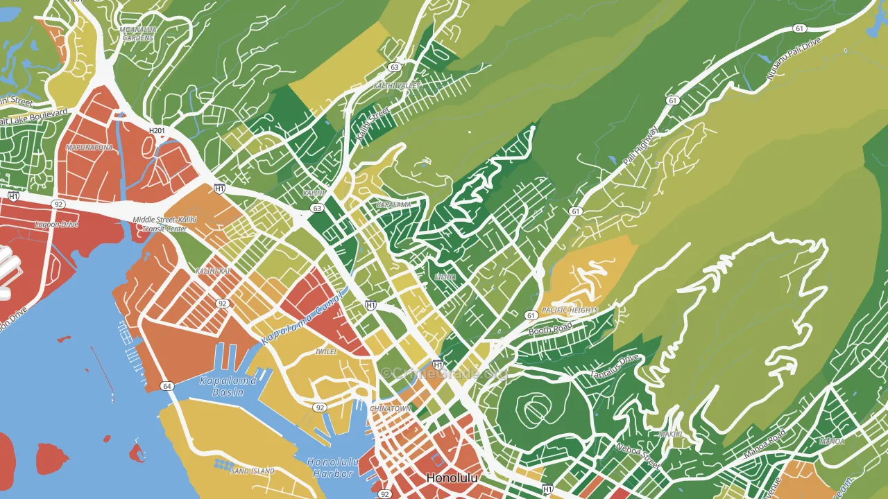 Liliha-Kapalama, Honolulu, HI Map of Drug-Related Crime Rates