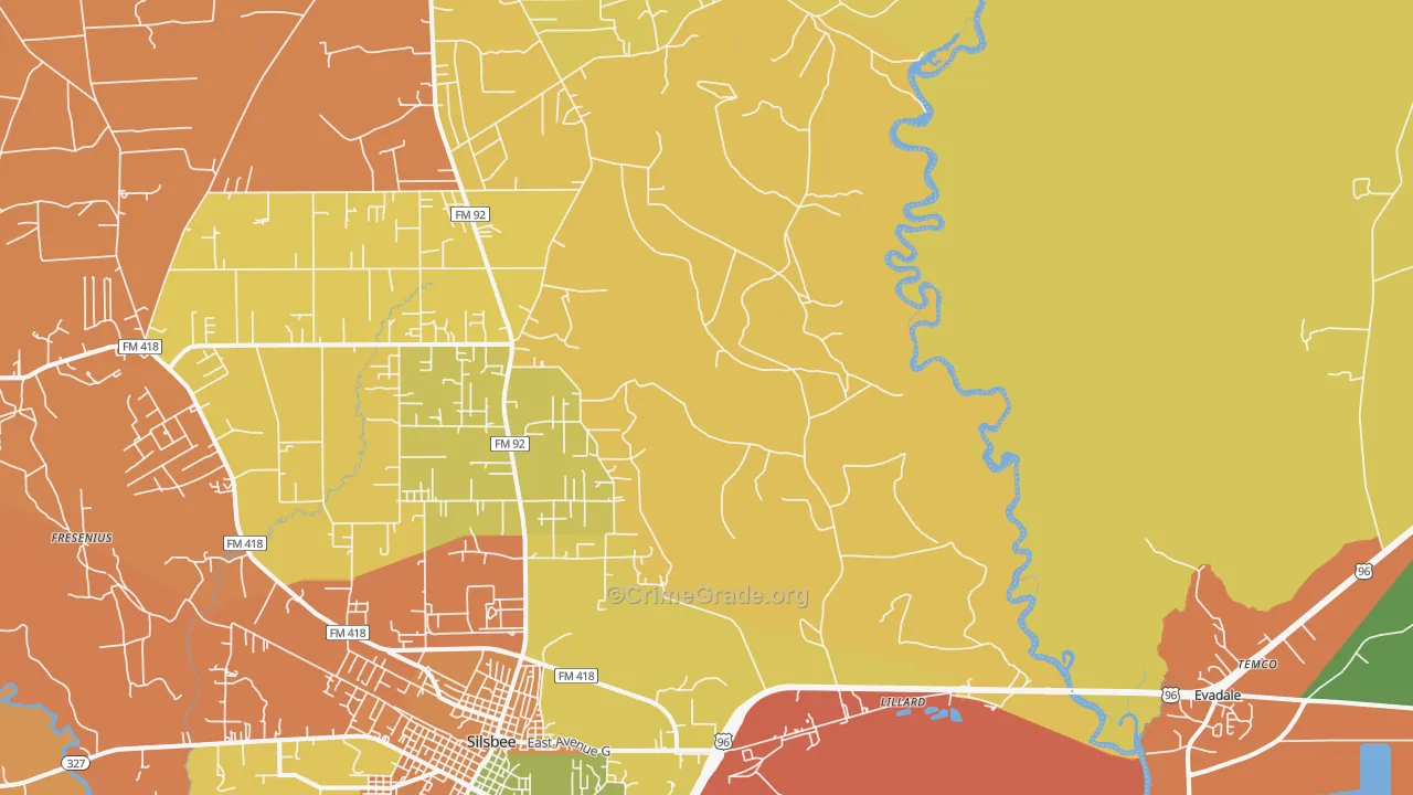 Lillard, TX Map of Drug-Related Crime Rates