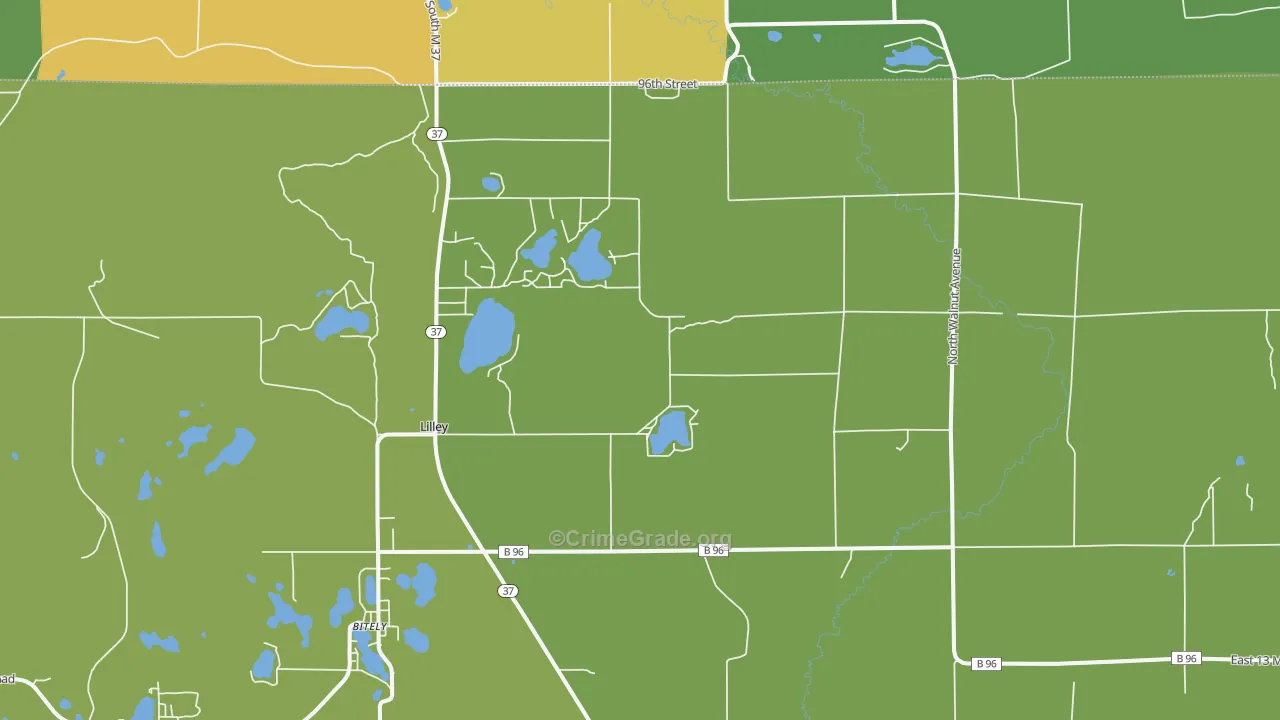 Lilley, MI Map of Drug-Related Crime Rates