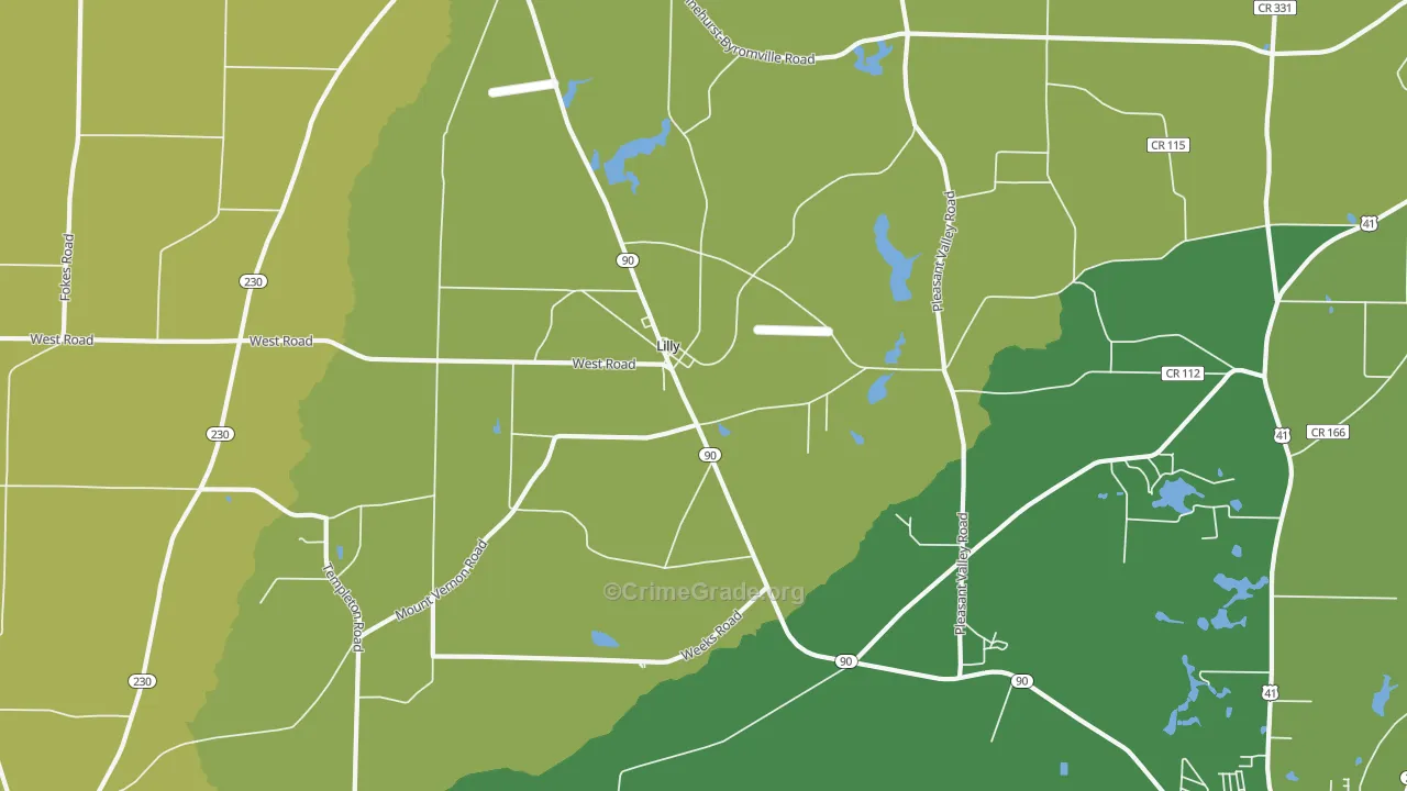 Lilly, GA Map of Drug-Related Crime Rates