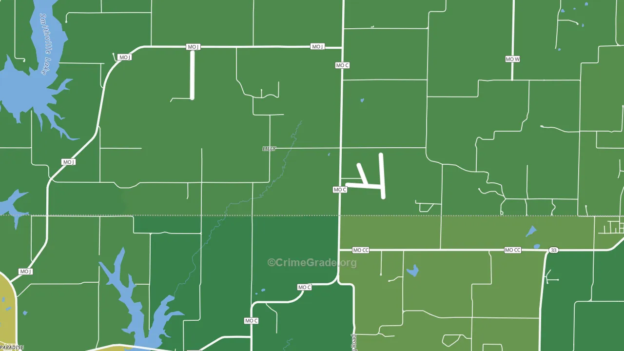 Lilly, MO Map of Drug-Related Crime Rates