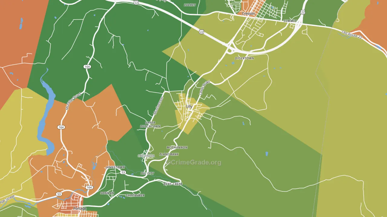 Lilly, PA Map of Drug-Related Crime Rates