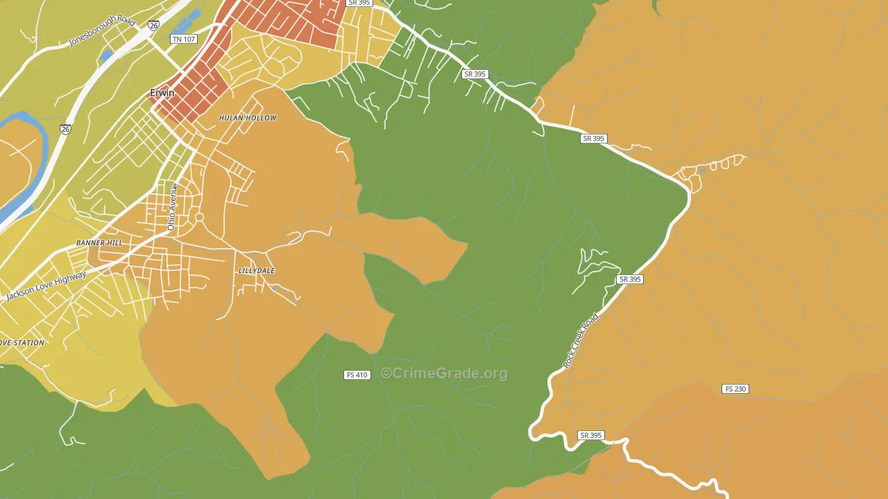 Lillydale, TN Map of Drug-Related Crime Rates