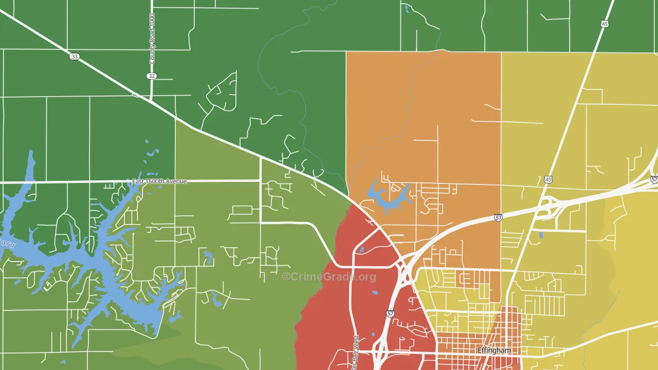 Lillyville, IL Map of Drug-Related Crime Rates