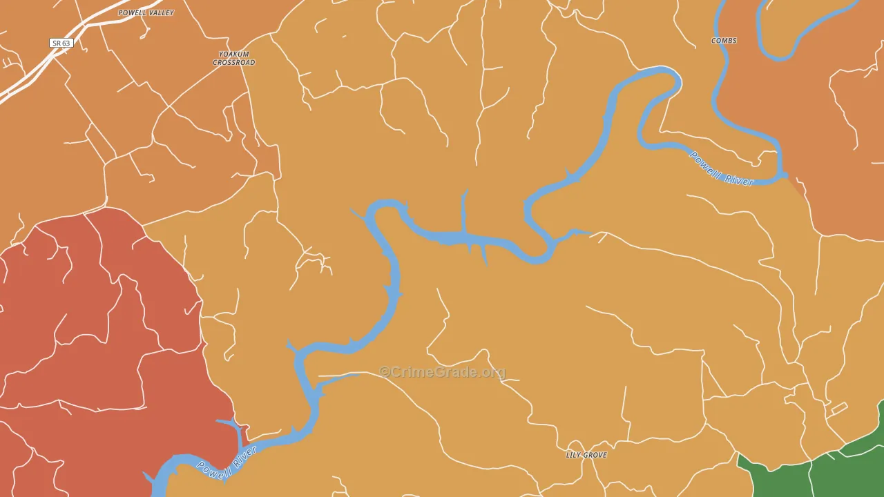 Lily Grove, TN Map of Drug-Related Crime Rates