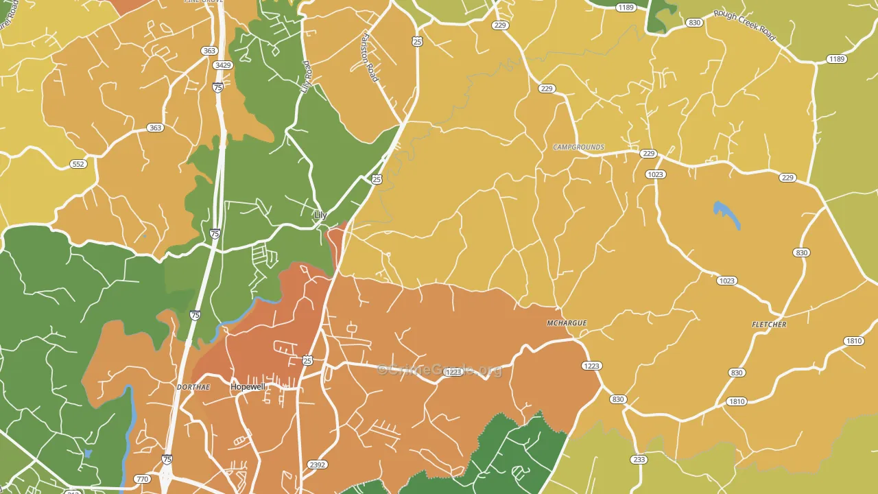 Lily, KY Map of Drug-Related Crime Rates