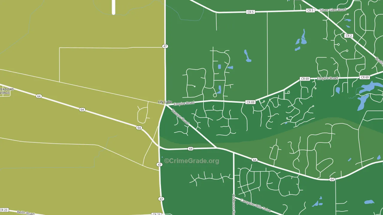 Lily Lake, IL Map of Drug-Related Crime Rates