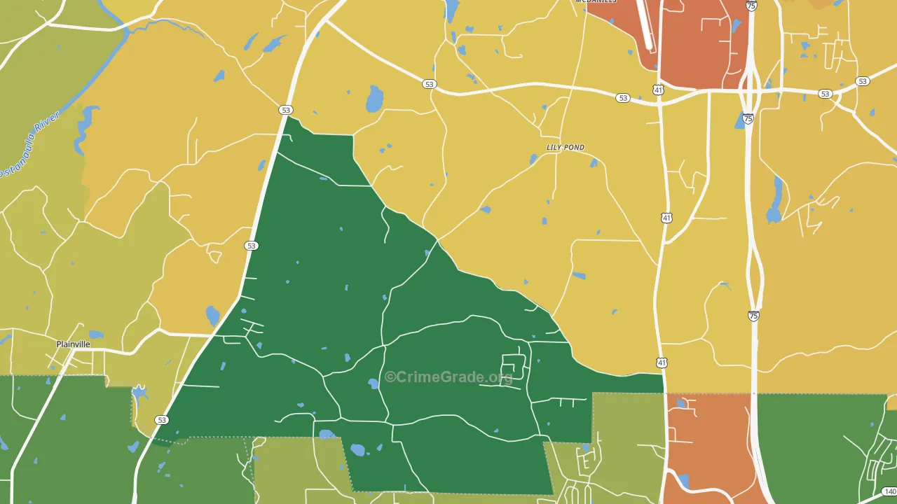 Lily Pond, GA Map of Drug-Related Crime Rates