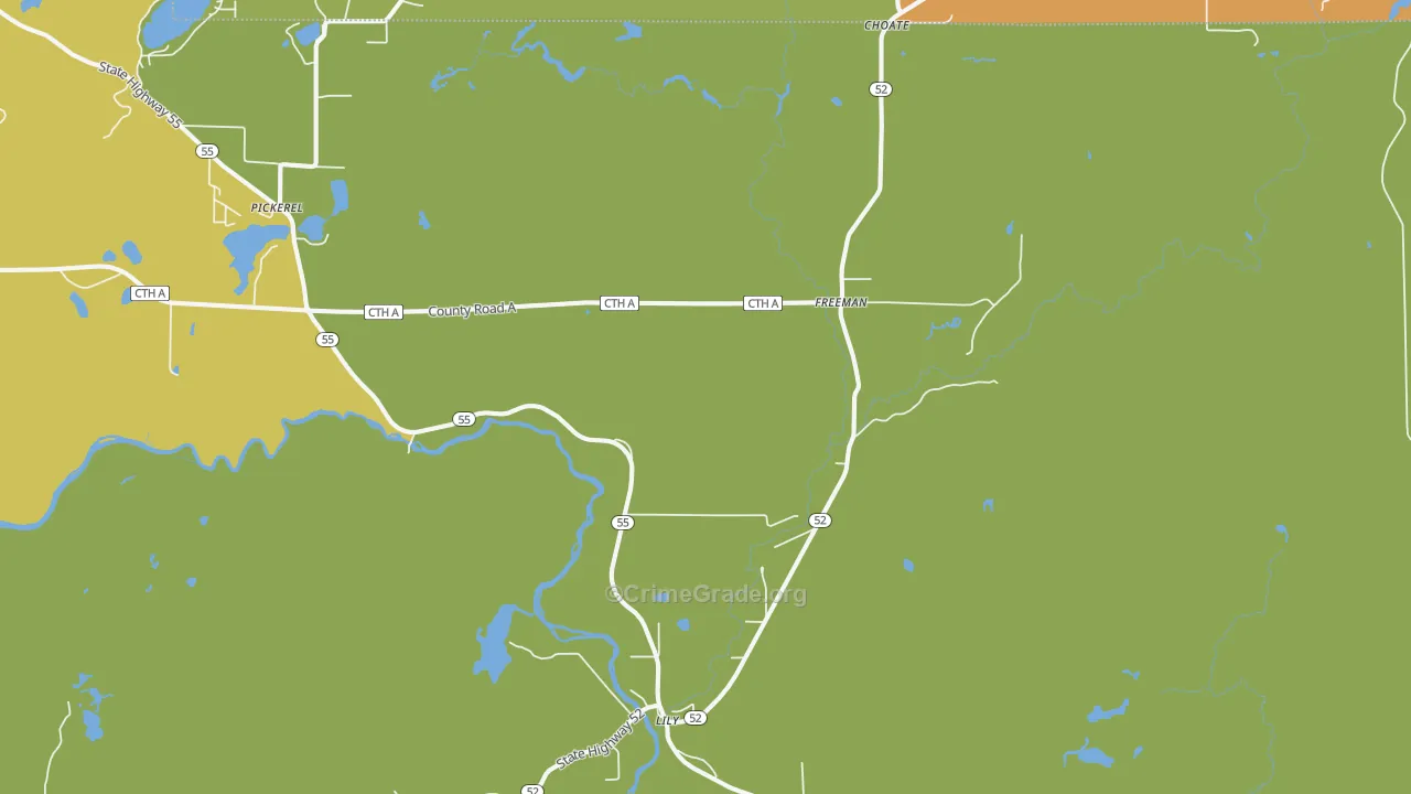 Lily, WI Map of Drug-Related Crime Rates
