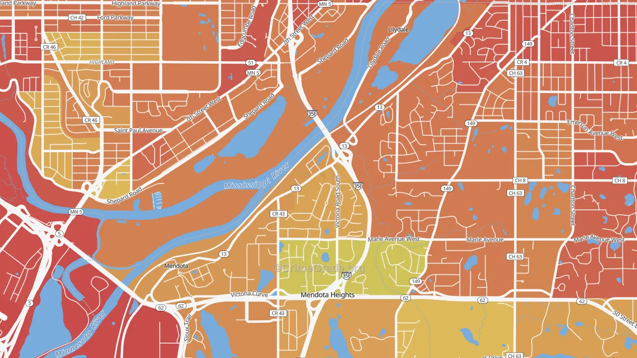 Lilydale, MN Map of Drug-Related Crime Rates