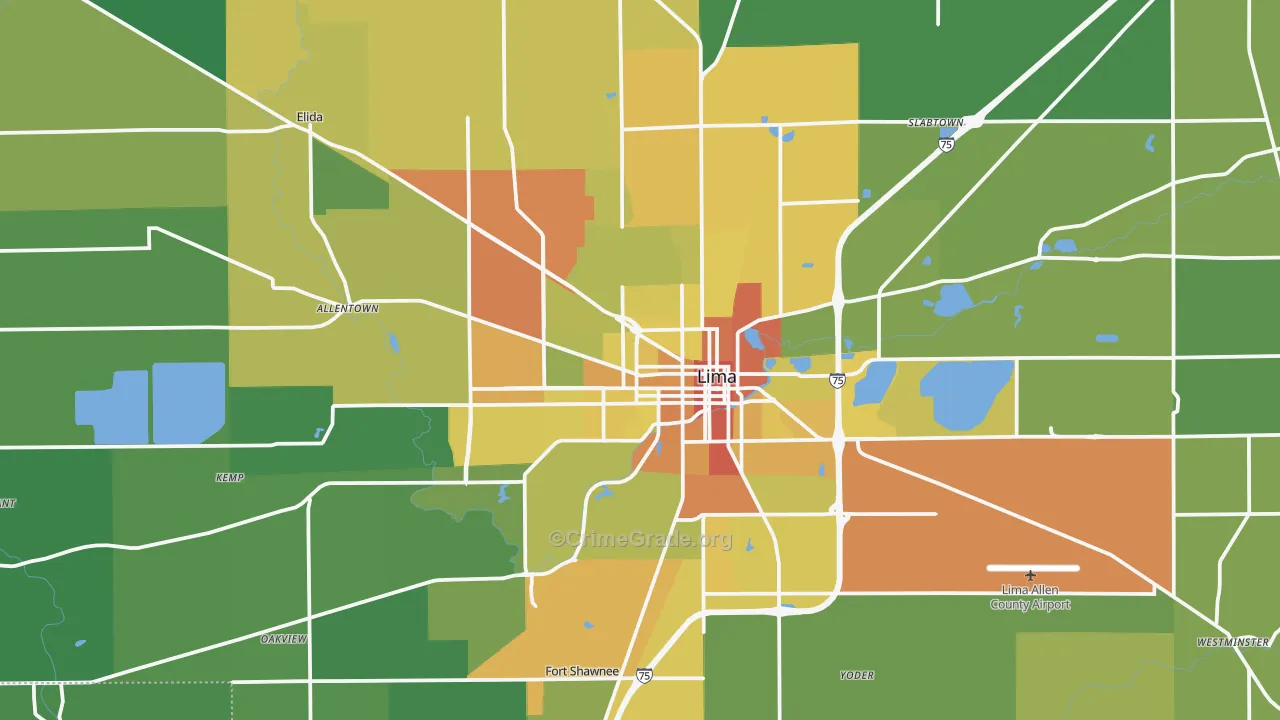Lima, OH Map of Drug-Related Crime Rates
