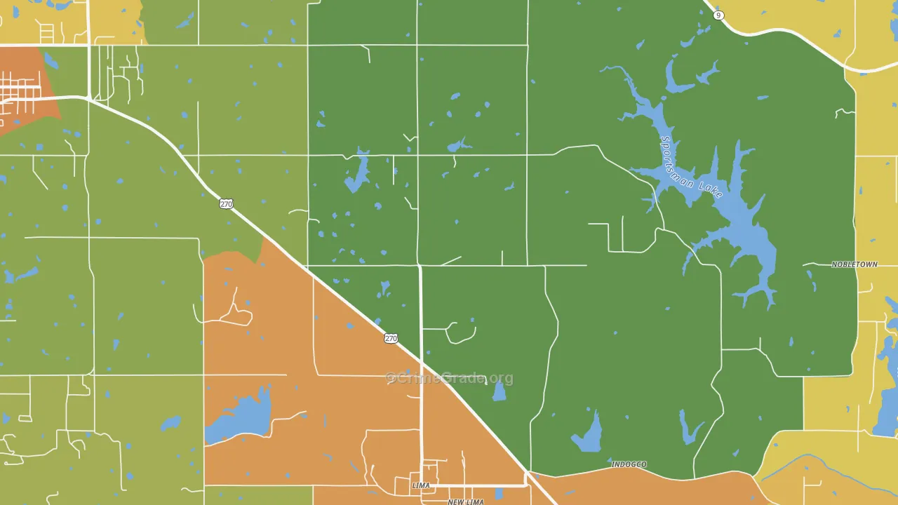 Lima, OK Map of Drug-Related Crime Rates
