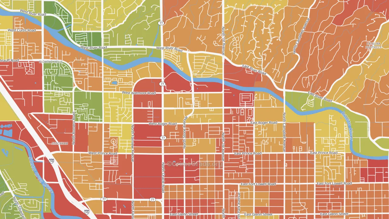 Limberlost, Tucson, AZ Map of Drug-Related Crime Rates