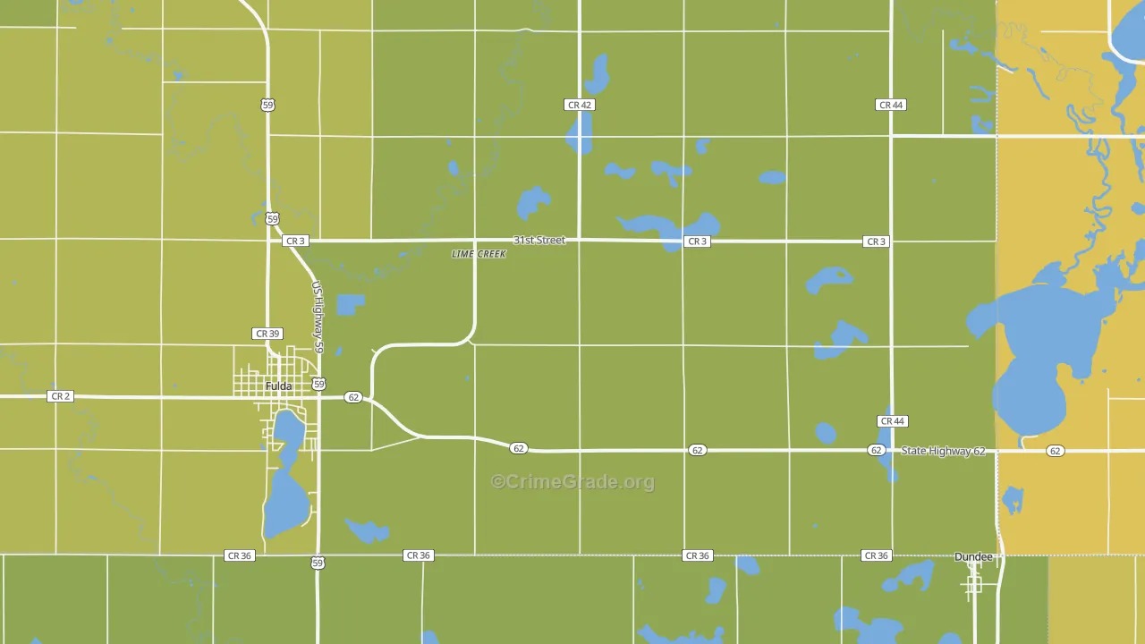 Lime Creek, MN Map of Drug-Related Crime Rates