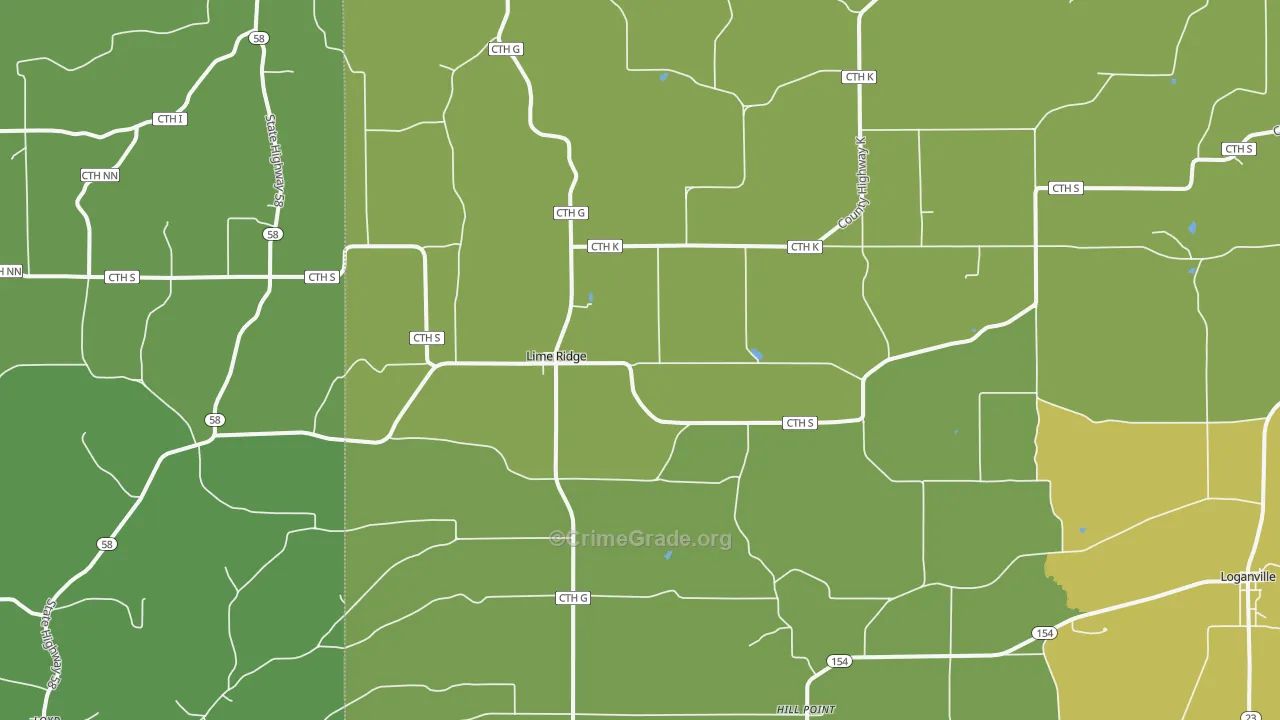 Lime Ridge, WI Map of Drug-Related Crime Rates