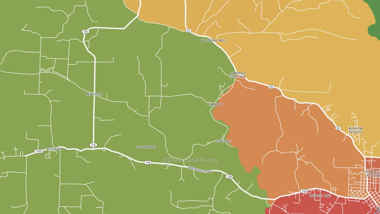 Limedale, AR Map of Drug-Related Crime Rates