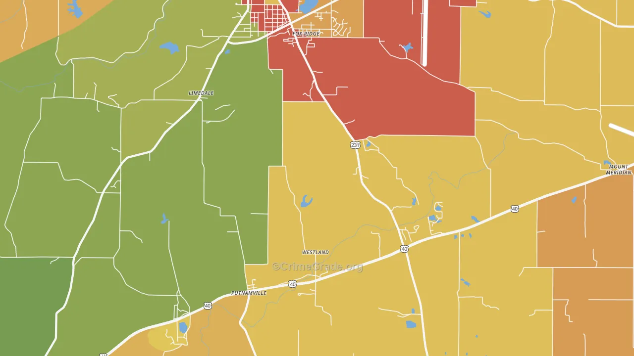 Limedale, IN Map of Drug-Related Crime Rates