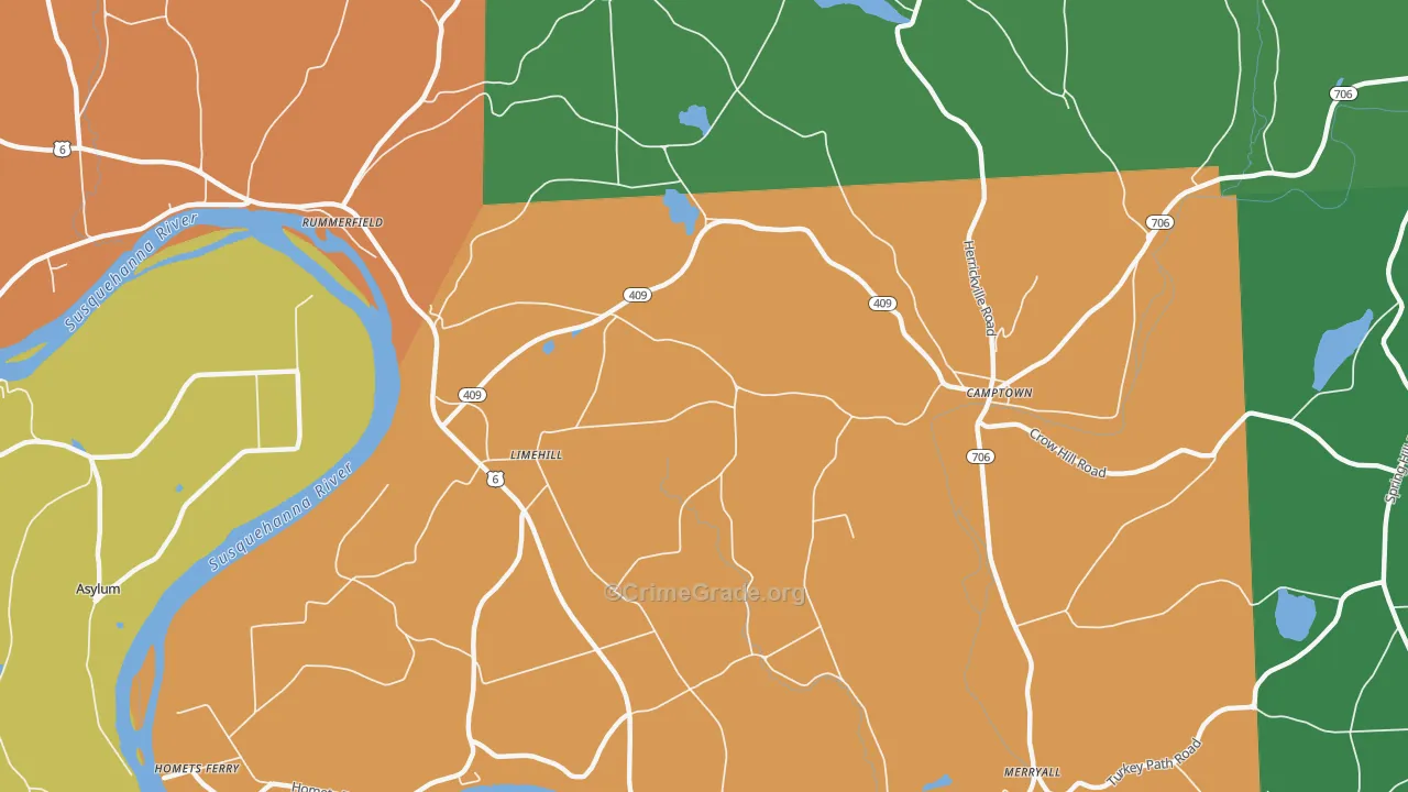 Limehill, PA Map of Drug-Related Crime Rates