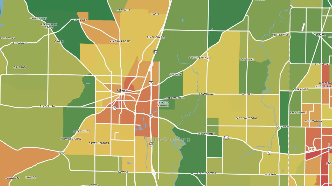 Limestone County, AL Map of Drug-Related Crime Rates