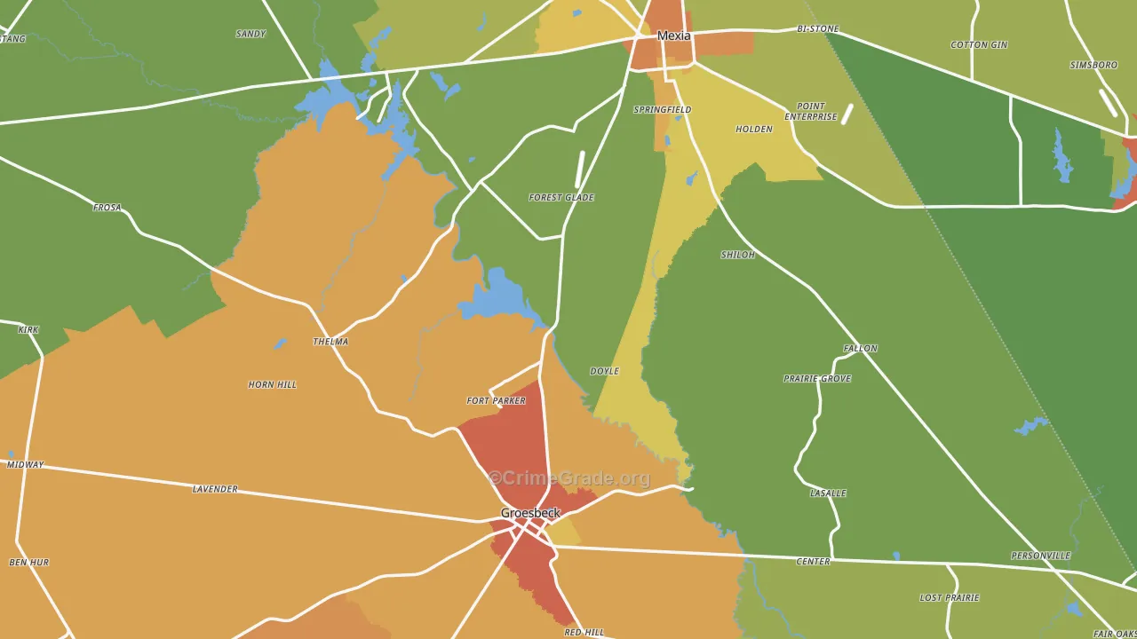 Limestone County, TX Map of Drug-Related Crime Rates