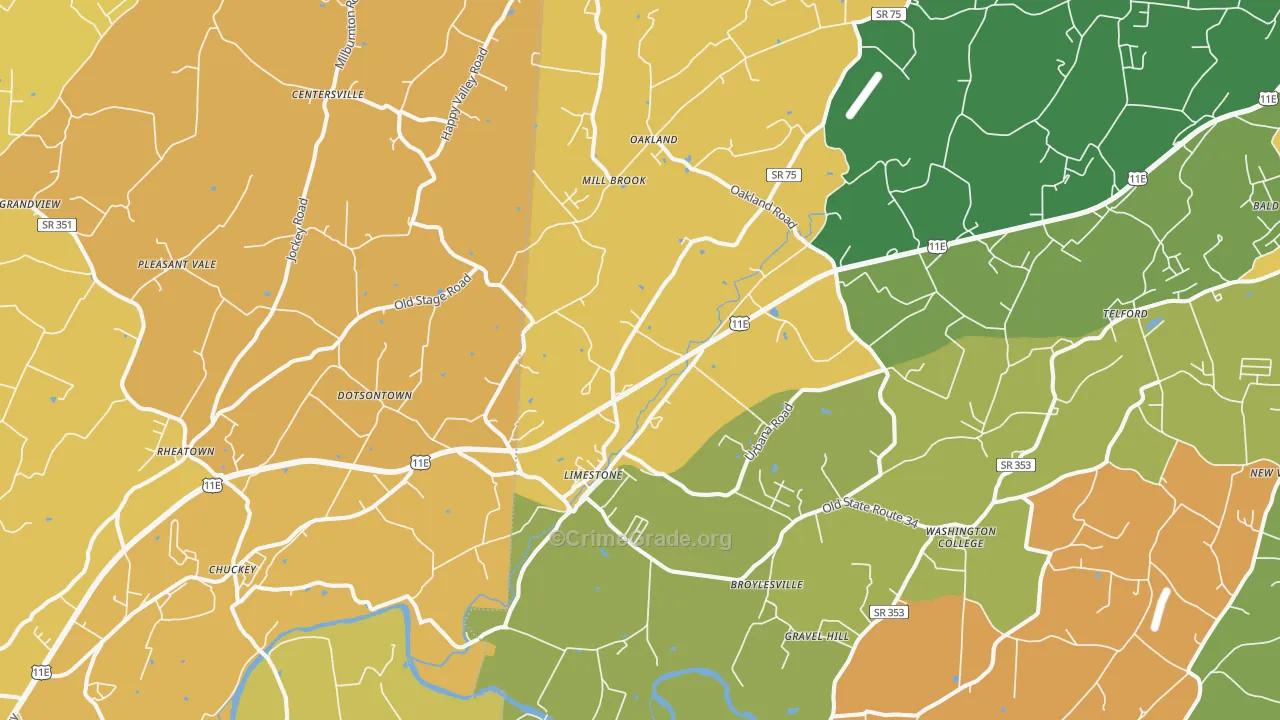 Limestone, TN Map of Drug-Related Crime Rates