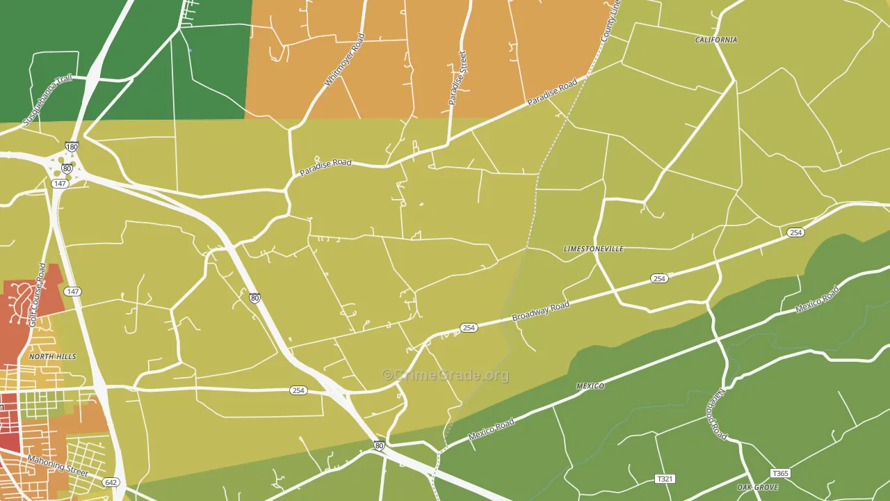 Limestoneville, PA Map of Drug-Related Crime Rates