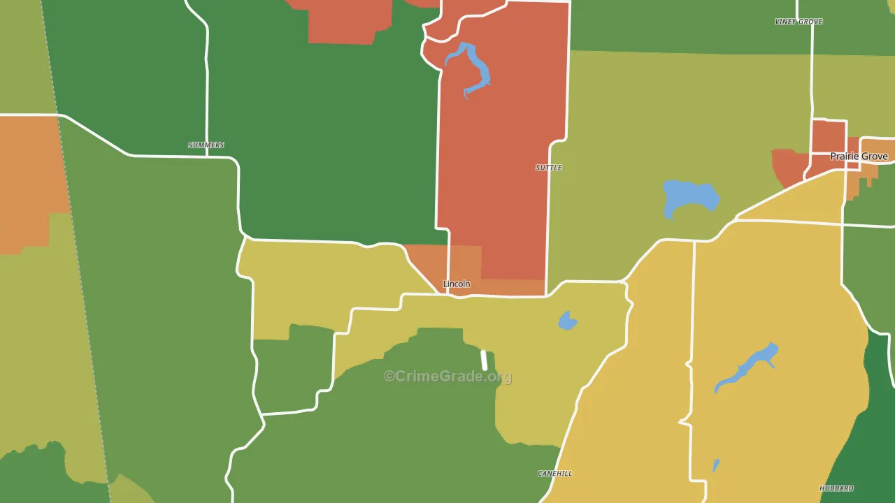 Lincoln, AR Map of Drug-Related Crime Rates