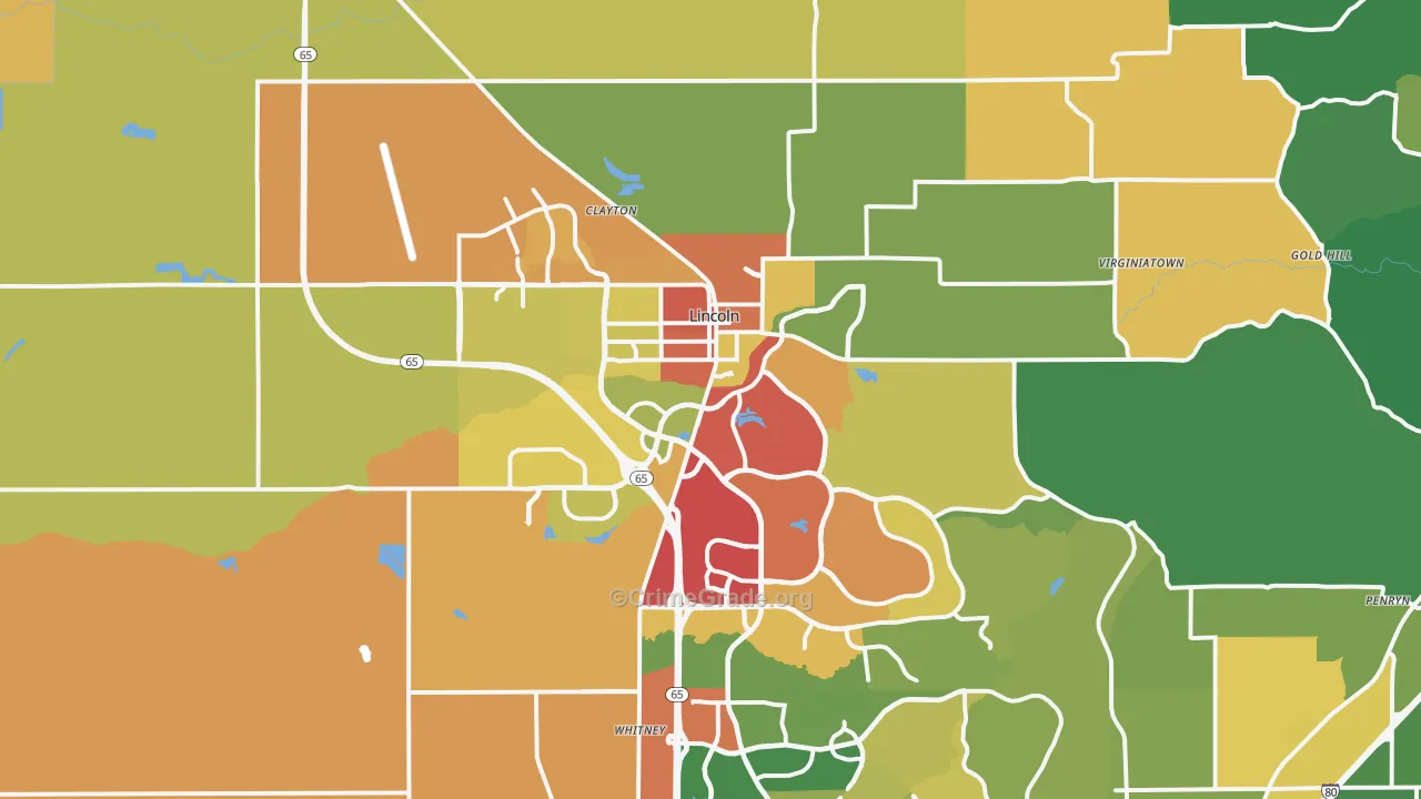 Lincoln, CA Map of Drug-Related Crime Rates