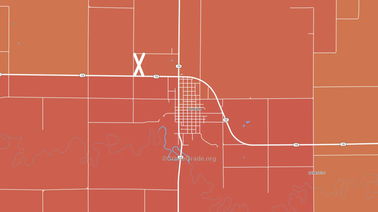Lincoln Center, KS Map of Drug-Related Crime Rates