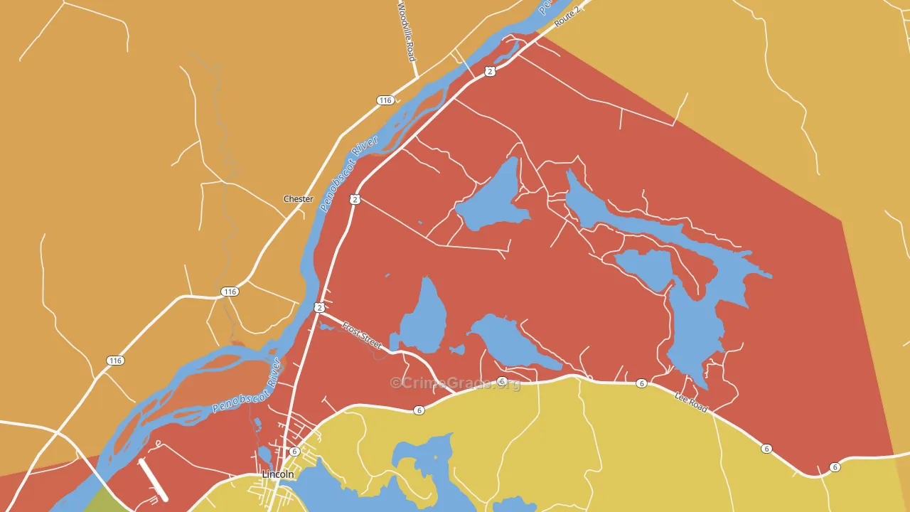 Lincoln Center, ME Map of Drug-Related Crime Rates