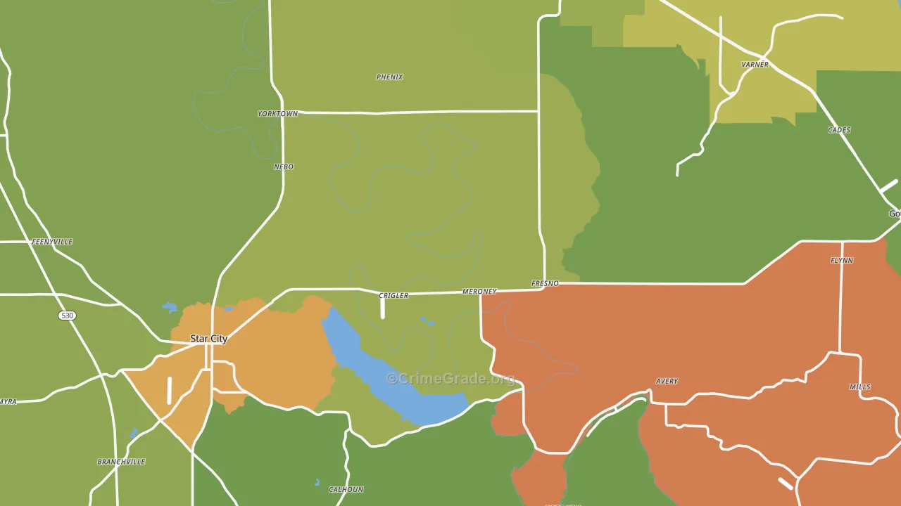 Lincoln County, AR Map of Drug-Related Crime Rates