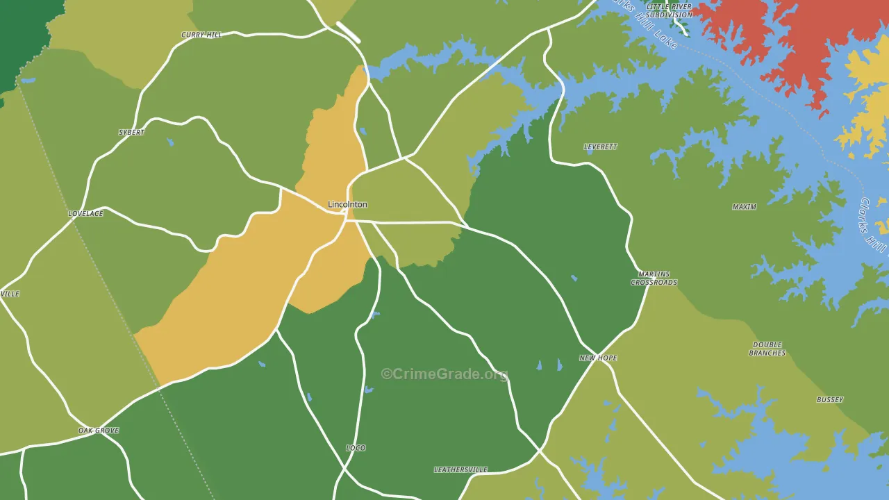 Lincoln County, GA Map of Drug-Related Crime Rates