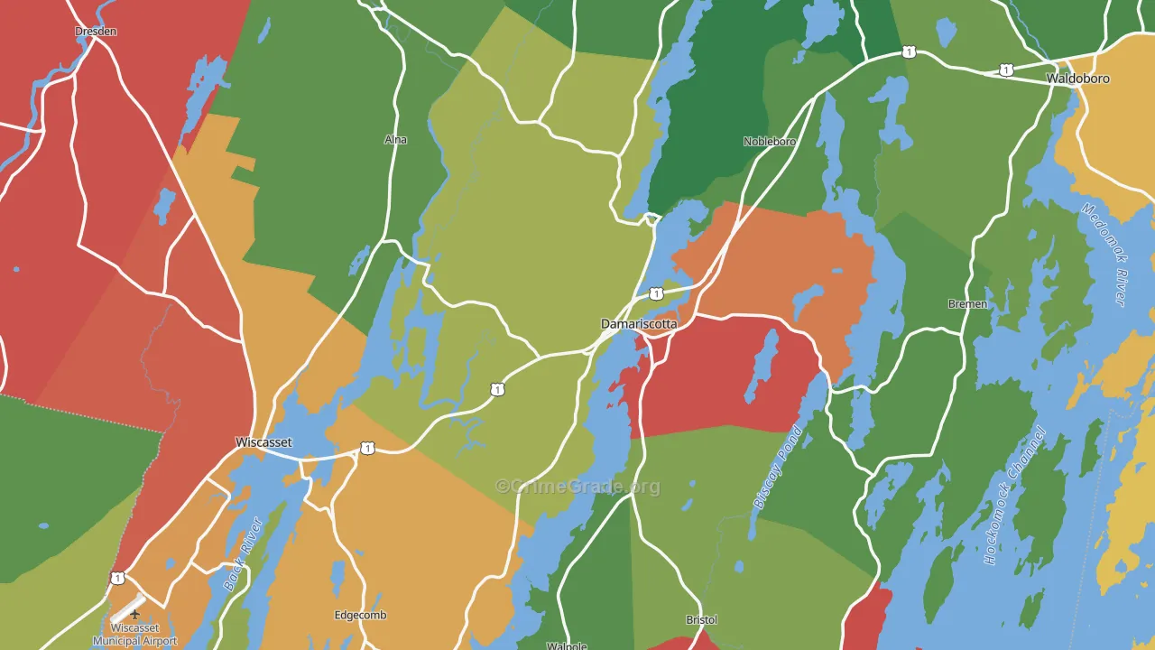 Lincoln County, ME Map of Drug-Related Crime Rates