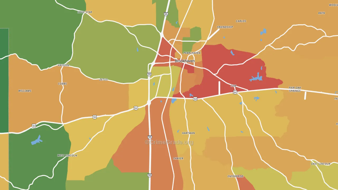 Lincoln County, MS Map of Drug-Related Crime Rates