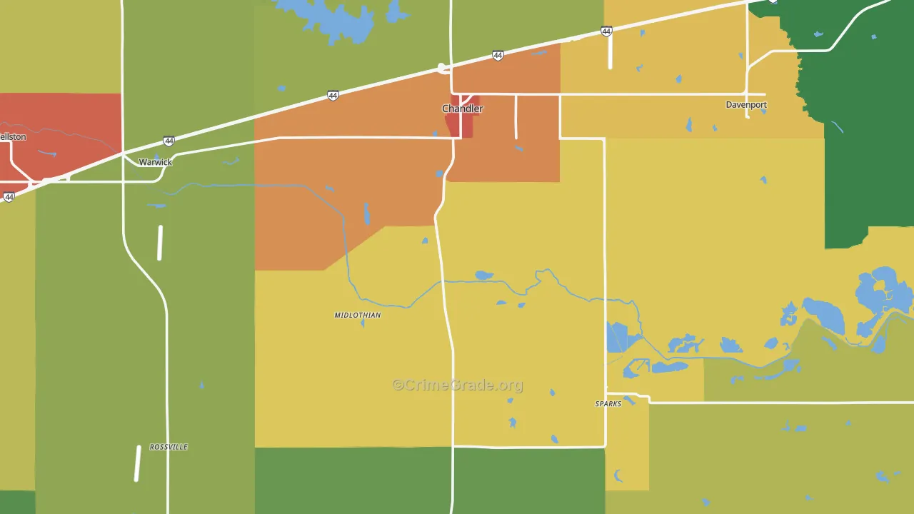 Lincoln County, OK Map of Drug-Related Crime Rates