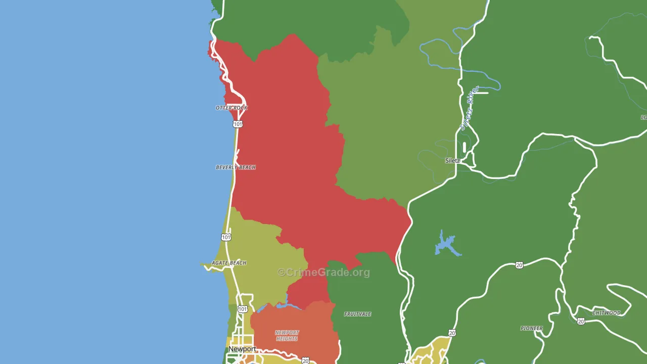 Lincoln County, OR Map of Drug-Related Crime Rates