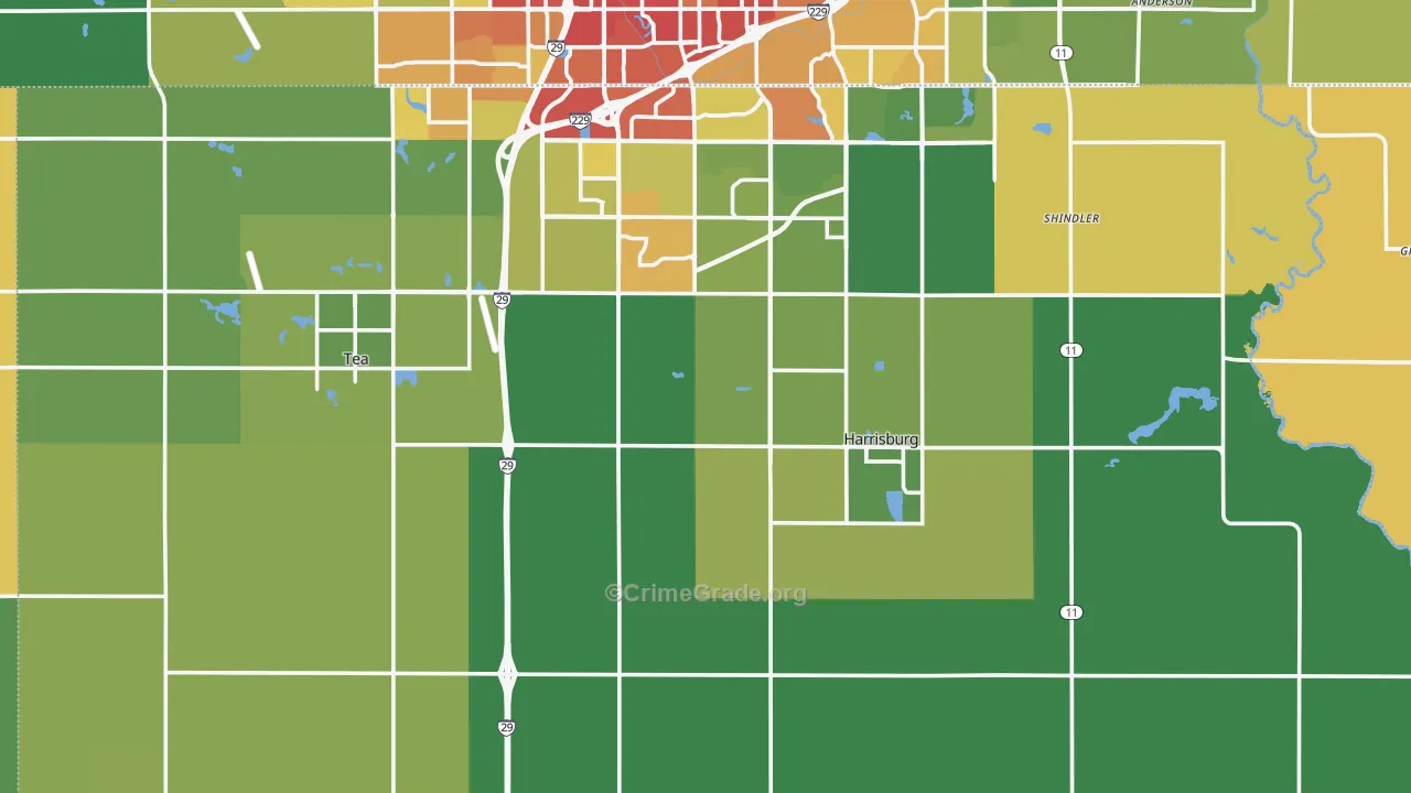 Lincoln County, SD Map of Drug-Related Crime Rates