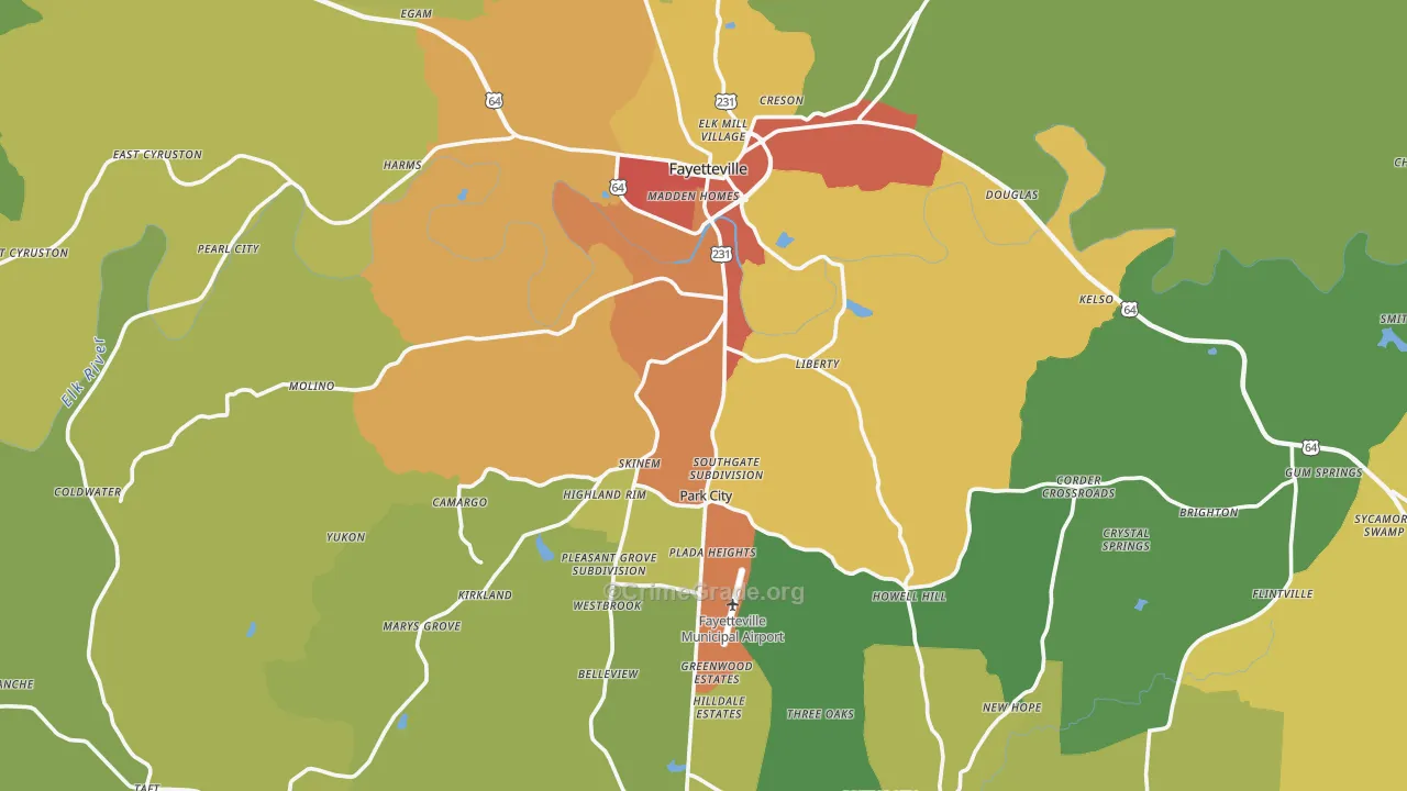 Lincoln County, TN Map of Drug-Related Crime Rates
