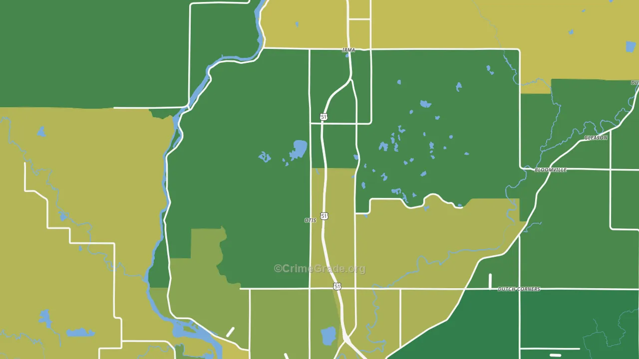 Lincoln County, WI Map of Drug-Related Crime Rates