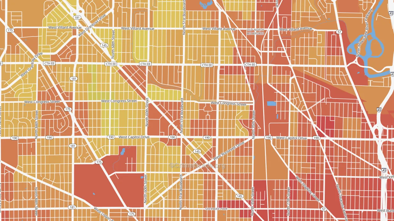 Lincoln Creek, Milwaukee, WI Map of Drug-Related Crime Rates