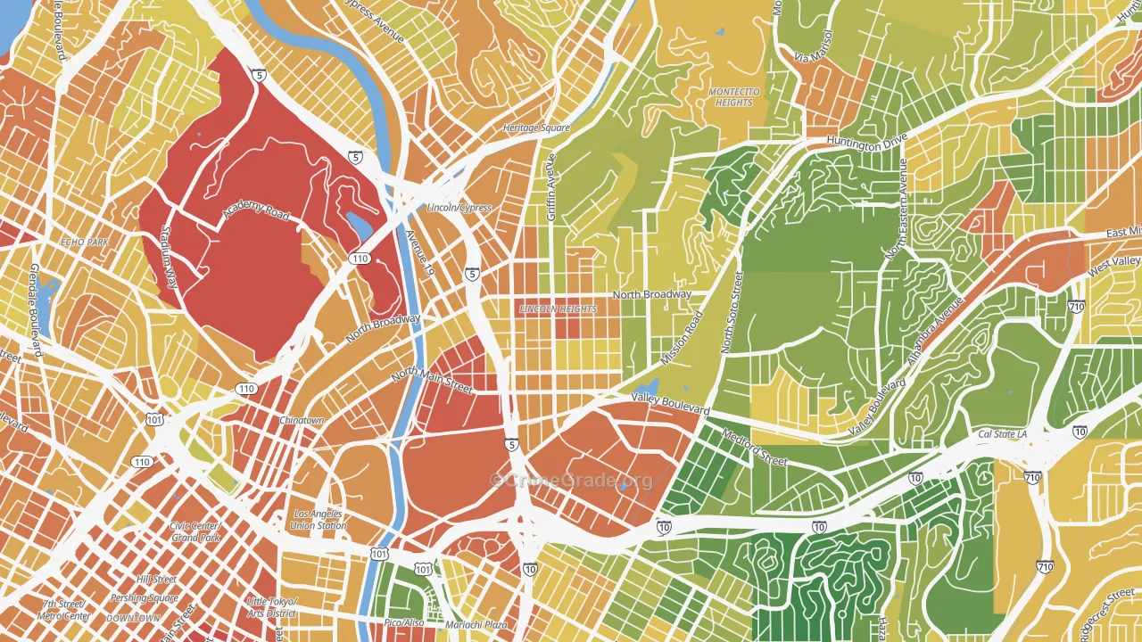 Lincoln Heights, Los Angeles, CA Map of Drug-Related Crime Rates