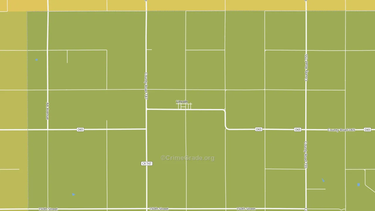 Lincoln, IA Map of Drug-Related Crime Rates