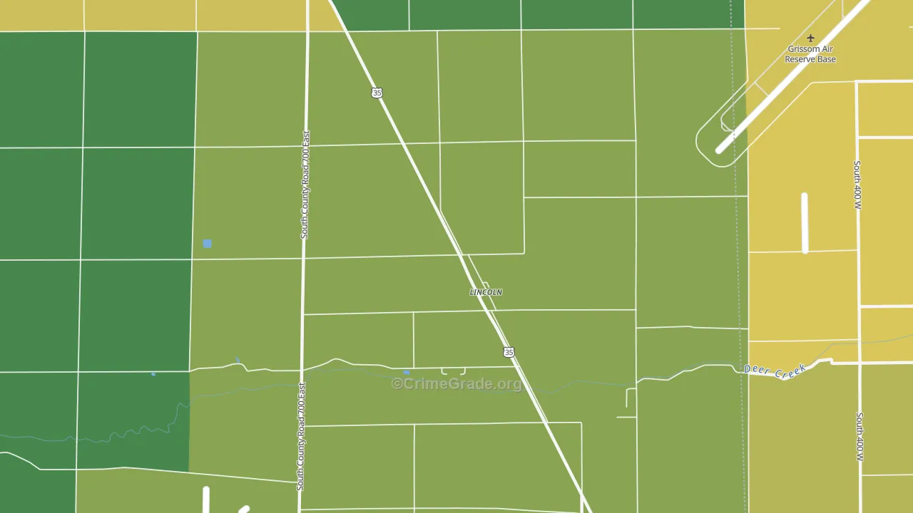 Lincoln, IN Map of Drug-Related Crime Rates
