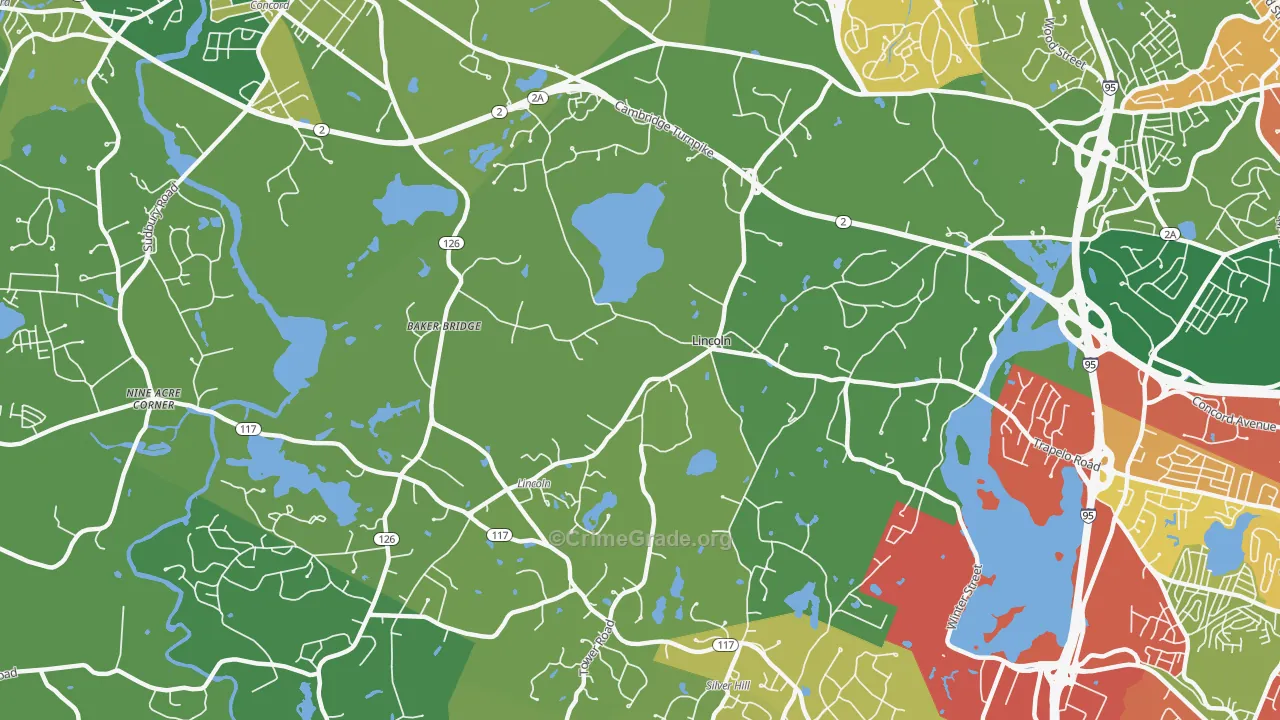 Lincoln, MA Map of Drug-Related Crime Rates
